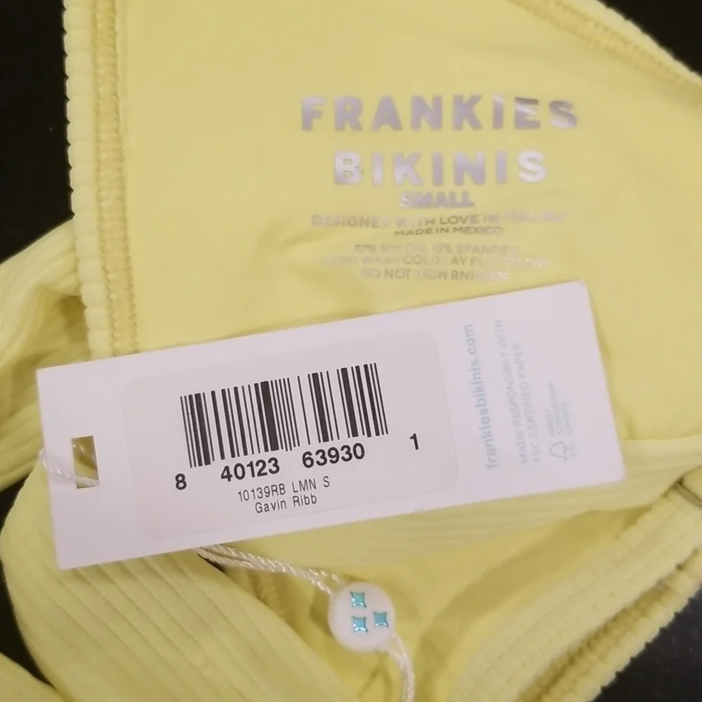 💕FRANKIE'S💕 Gavin Ribbed Bikini ~ Scoop Top (S) + Cheeky Bottom (M) Yellow NWT